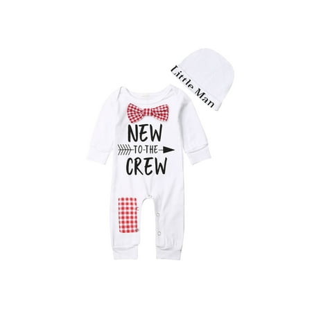Licupiee Newborn Baby Boy Little Man Bodysuit New to The Crew Romper Onesie+Hat Jumpsuit Clothes Outfits Set
Licupiee Newborn Baby Boy Little Man Bodysuit New to The Crew Romper Onesie+Hat Jumpsuit Clothes Outfits Set