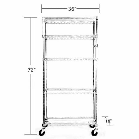 TRINITY EcoStorage 5-tier Wire Shelving Rack with Wheels 36 x 18 x 72 NSF Chrome Color
TRINITY EcoStorage 5-tier Wire Shelving Rack with Wheels 36 x 18 x 72 NSF Chrome Color