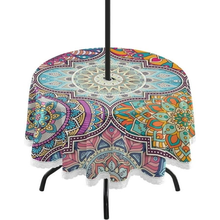 Hyjoy Mandala Round Tablecloth 60 Waterproof Outdoor Round Tablecloth with Umbrella Hole and Zipper for Kitchen Dining Picnic Party Home Decor
Hyjoy Mandala Round Tablecloth 60 Waterproof Outdoor Round Tablecloth with Umbrella Hole and Zipper for Kitchen Dining Picnic Party Home Decor