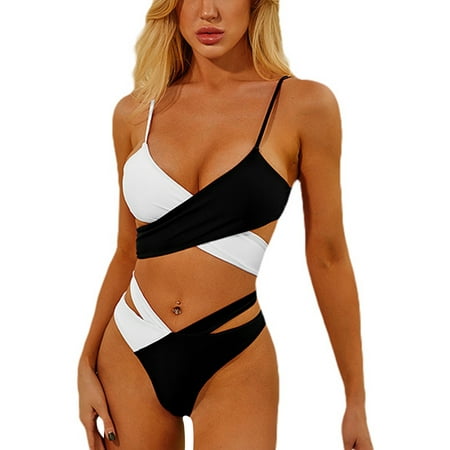 Women Patchwork Color Block Bikini Two Piece Hollow Out Cross Spaghetti Strap Bra Top Bottom Bathing Suit
Women Patchwork Color Block Bikini Two Piece Hollow Out Cross Spaghetti Strap Bra Top Bottom Bathing Suit