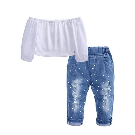 Cathalem Girls Size 7 Toddler Kids Girls Off Shoulder T Shirt Tops Hole Denim Jeans Long Pants 2PCS 6 Month Birthday Outfit Girl Childrenscostume White 2-3 Years
Cathalem Girls Size 7 Toddler Kids Girls Off Shoulder T Shirt Tops Hole Denim Jeans Long Pants 2PCS 6 Month Birthday Outfit Girl Childrenscostume White 2-3 Years
