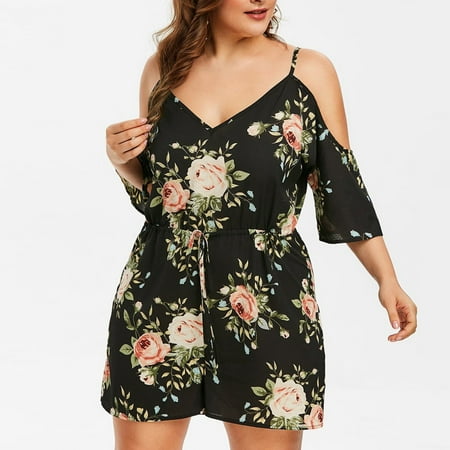 TANGNADE Women s Fashion Plus Size Floral Cold Shoulder Jumpsuit Bodysuit V-Neck Romper Black + XXL
TANGNADE Women s Fashion Plus Size Floral Cold Shoulder Jumpsuit Bodysuit V-Neck Romper Black + XXL
