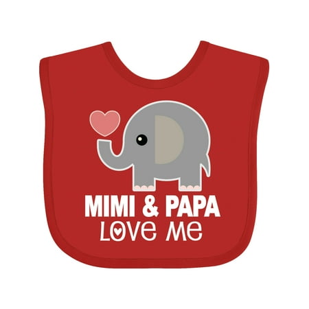 Inktastic Mimi and Papa Love Me Grandkids Gift Baby Boy or Baby Girl Bib
