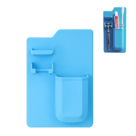 Holder - Silicone Toiletry Organizer Shower & Bathroom Accessory - Features Silicone-Grip Technology Removable & Reusable blue