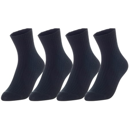 

Lovely Annie Unisex Children s 4 Pairs Thick & Warm Comfy Durable Wool Crew Socks. Perfect as Winter Snow Sock and All Seasons LK08 Size 11Y-15Y Black