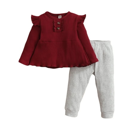 Avamo Girls Tops + Pants Ruffled Fall Outfits Long Sleeve 2Pcs Outfit Suit Newborn Loose Party Claret 92cm
Avamo Girls Tops + Pants Ruffled Fall Outfits Long Sleeve 2Pcs Outfit Suit Newborn Loose Party Claret 92cm