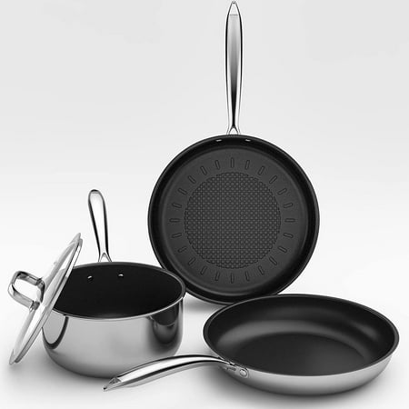 Stainless Steel Pots and Pans Set Induction Cookware 4-Piece with Lid Cookware Sets for Oven & Dishwasher Safe By YFT
Stainless Steel Pots and Pans Set Induction Cookware 4-Piece with Lid Cookware Sets for Oven & Dishwasher Safe By YFT