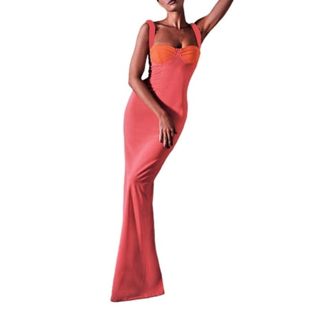 Female Long Package Hip Dress Summer Contrast Color Sleeveless Low-Cut One-Piece for Lady
Female Long Package Hip Dress Summer Contrast Color Sleeveless Low-Cut One-Piece for Lady