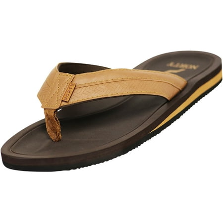 

NORTY Mens Arch Support Flip Flops Adult Male Pool Thong Sandals Brown Tan