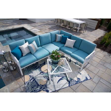 Blakely 5pc Outdoor Corner Sectional, White Aluminum Frame