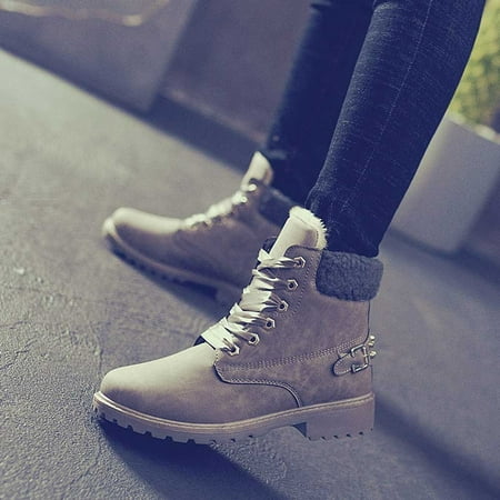 Women Solid Lace Up Boots Casual Ankle Boots Round Toe Shoes Winter Snow Boots Gray 8
Women Solid Lace Up Boots Casual Ankle Boots Round Toe Shoes Winter Snow Boots Gray 8