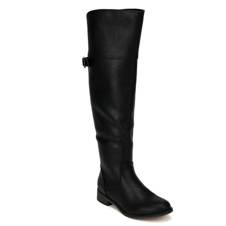 Breckelles Rider-24 New Women Leatherette Buckle Round Toe Riding Boot