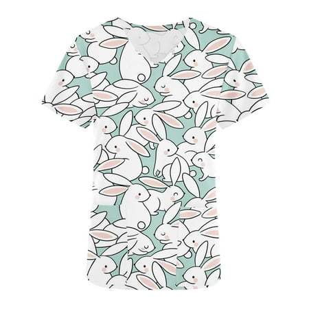 Easter Nurses Uniforms for Women Cute Bunny Print Working Uniform Healthcare Top Short Sleeve Shirts Cotton Scrub_Tops
Easter Nurses Uniforms for Women Cute Bunny Print Working Uniform Healthcare Top Short Sleeve Shirts Cotton Scrub_Tops