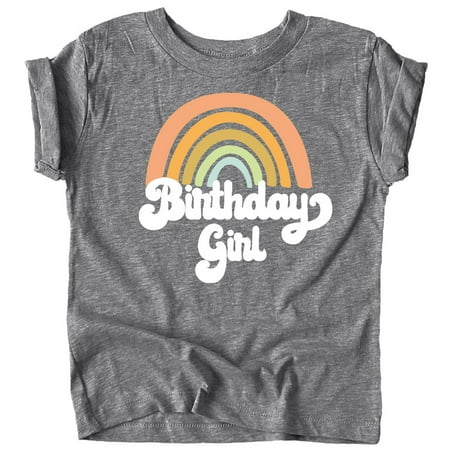 Retro Rainbow Birthday Girl Colorful Shirts for Baby and Toddler Girls Birthday Outfits Granite Heather Shirt
Retro Rainbow Birthday Girl Colorful Shirts for Baby and Toddler Girls Birthday Outfits Granite Heather Shirt