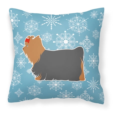Carolines Treasures Winter Snowflake Yorkshire Terrier Square Decorative Outdoor Pillow