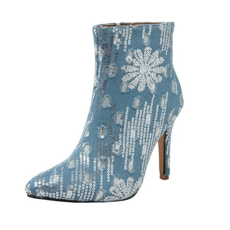 PMUYBHF Light Blue Denim Sequins Women Ankle Boots Thin Heel High Heel Novelty Boots 44.98
PMUYBHF Light Blue Denim Sequins Women Ankle Boots Thin Heel High Heel Novelty Boots 44.98