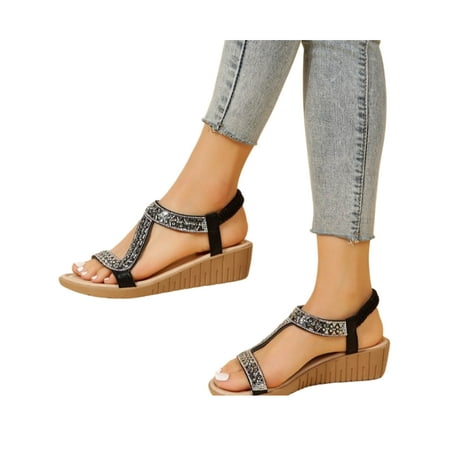 Woobling Ladies Wedge Sandals Bohemian Casual Shoes Summer Sandal Walking Rhinestone Beach Open Toe Black 8.5
Woobling Ladies Wedge Sandals Bohemian Casual Shoes Summer Sandal Walking Rhinestone Beach Open Toe Black 8.5