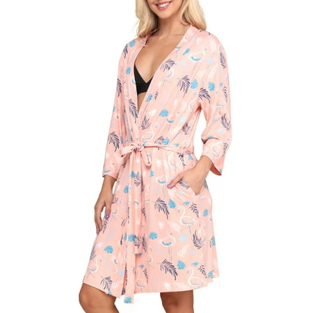 Doublju Women s Kimono Robe Sleepwear Pajama (Plus Size Available)