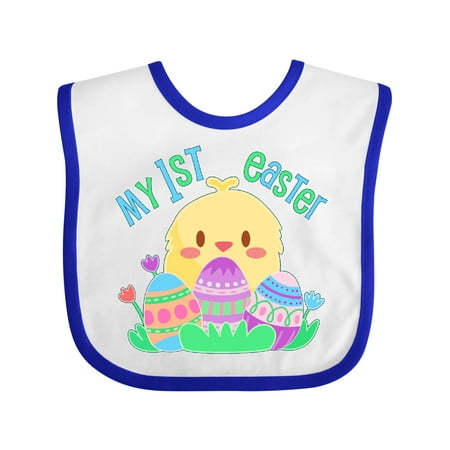 Inktastic My First Easter- Cute Chick and Eggs Gift Baby Boy or Baby Girl Bib