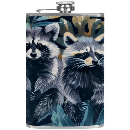 josid Cute Raccoon Jungle Pattern 3.6x6in Stainless Steel Small Flask Leak-Proof Stainless Steel Construction Wrapped in Premium Two-Layer Leather Nano-Printed Design 227ml Capacity
josid Cute Raccoon Jungle Pattern 3.6x6in Stainless Steel Small Flask Leak-Proof Stainless Steel Construction Wrapped in Premium Two-Layer Leather Nano-Printed Design 227ml Capacity