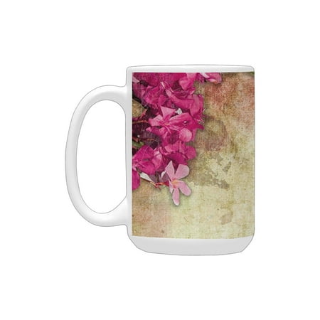Floral Vintage Illustration of Oleander Flowers Distressed Retro Background Pink Green Light Yellow Ceramic Mug (15 OZ) (Made In USA)
Floral Vintage Illustration of Oleander Flowers Distressed Retro Background Pink Green Light Yellow Ceramic Mug (15 OZ) (Made In USA)