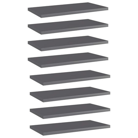 WONISOLI Bookshelf Boards 8 pcs High Gloss Gray 15.7 x7.9 x0.6 Chipboard