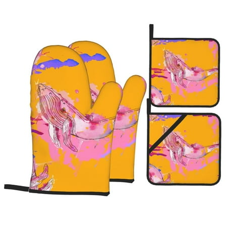 XMXT Heat Resistant Oven Mitts and Pot Holders Sets Pink Watercolor Whale Oven Mitt Hot Pads Kitchen Cooking BBQ Gloves 4 Pcs
XMXT Heat Resistant Oven Mitts and Pot Holders Sets Pink Watercolor Whale Oven Mitt Hot Pads Kitchen Cooking BBQ Gloves 4 Pcs
