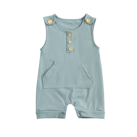 Canrulo Newborn Baby Boys Girls One Piece Romper Sleeveless Bodysuit Button Pocket Jumpsuit Summer Shorts Clothes Blue Gray 3-6 Months
Canrulo Newborn Baby Boys Girls One Piece Romper Sleeveless Bodysuit Button Pocket Jumpsuit Summer Shorts Clothes Blue Gray 3-6 Months