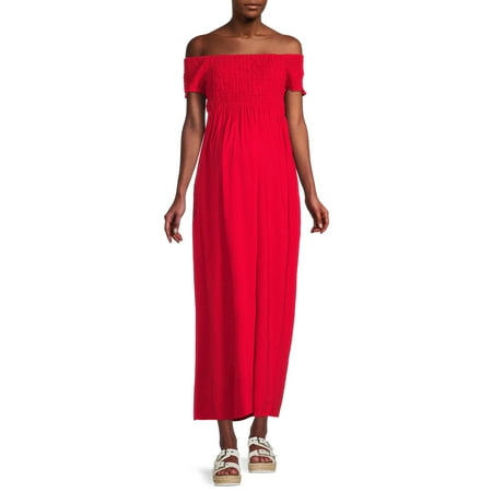 Oh! Mamma Maternity Off Shoulder Smocked Maxi Dress (Women s & Women s Plus)