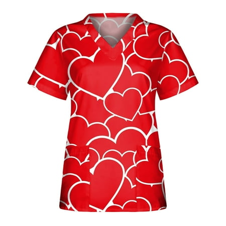 XHJUN Scrub Tops Women Stretchy Heart Print Valentines Day Fun Scrubs Cartoon Print Casual V-Neck Nurse Trendy Scrubs Red M
XHJUN Scrub Tops Women Stretchy Heart Print Valentines Day Fun Scrubs Cartoon Print Casual V-Neck Nurse Trendy Scrubs Red M