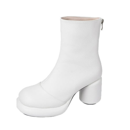 Fsqjgq Boots with Heel Women Women Ankle Boots Autumn and Winter Fashion British Retro Solid Color Comfortable Round Toe Square Heel Raining Boots for Women Short White 37
Fsqjgq Boots with Heel Women Women Ankle Boots Autumn and Winter Fashion British Retro Solid Color Comfortable Round Toe Square Heel Raining Boots for Women Short White 37