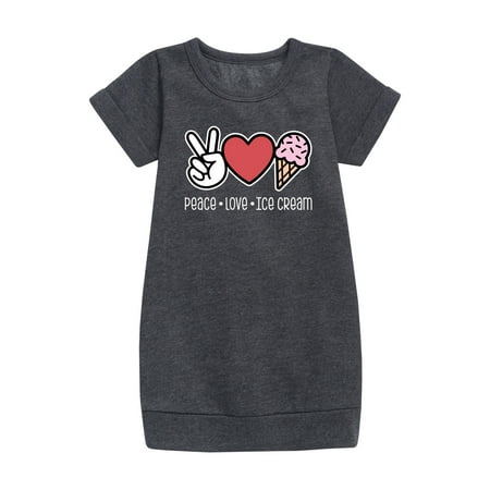 Instant Message - Peace Love Ice Cream - Toddler & Youth Girls Fleece Dress