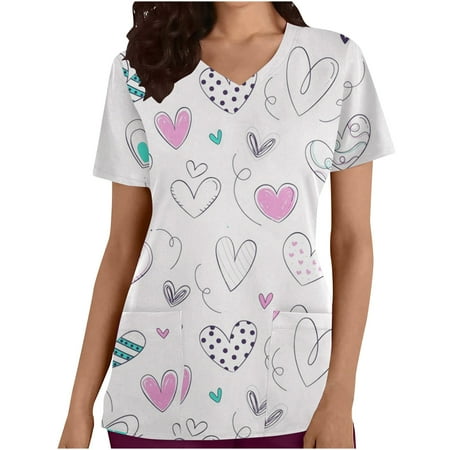 Valentines Day Gifts for Her UHEOUN Womens Tops Valentines Scrubs for Women Women s V-neck Valentines Day Printed Short Sleeve Pockets Scrubs Tops End of Year Clearance
Valentines Day Gifts for Her UHEOUN Womens Tops Valentines Scrubs for Women Women s V-neck Valentines Day Printed Short Sleeve Pockets Scrubs Tops End of Year Clearance