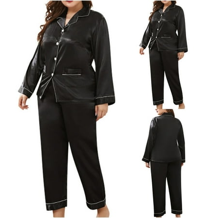 Voncos Women Nightwear Pajamas Flash Picks- Women s Black Pajamas Thin Style Button Lapel Long Sleeve Trousers Suit Imitation Silk Large Size Home Clothes Women Black L
Voncos Women Nightwear Pajamas Flash Picks- Women s Black Pajamas Thin Style Button Lapel Long Sleeve Trousers Suit Imitation Silk Large Size Home Clothes Women Black L