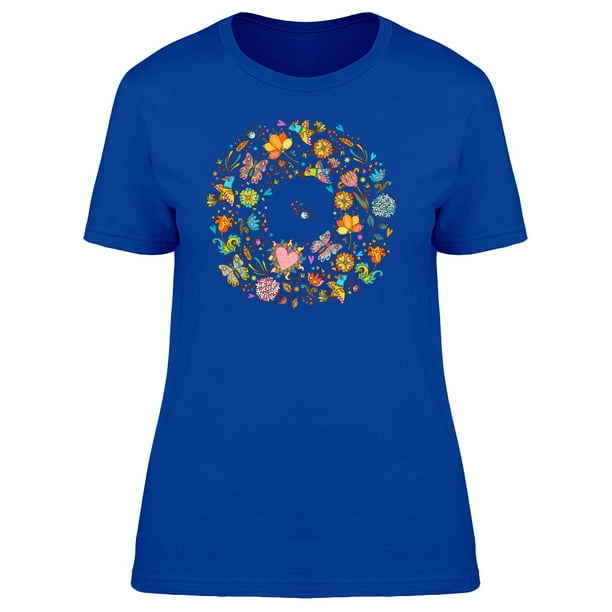 Butterflies & Flowers Round Logo Tee Women's -Image by Shutterstock