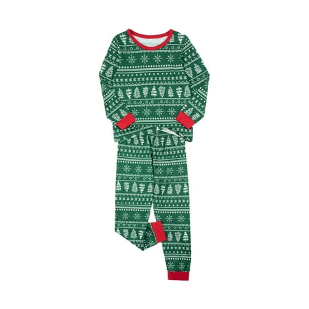 Seyurigaoka Family Matching Print O-Neck Long Sleeve Tops+ Pyjama Trousers