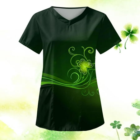 MELDVDIB Womens St Patricks Day Nursing Scrub Tops Working Uniform Short Sleeve V Neck Workwear Casual Summer Blouse T Shirts with Pockets Gift on Clearance
MELDVDIB Womens St Patricks Day Nursing Scrub Tops Working Uniform Short Sleeve V Neck Workwear Casual Summer Blouse T Shirts with Pockets Gift on Clearance
