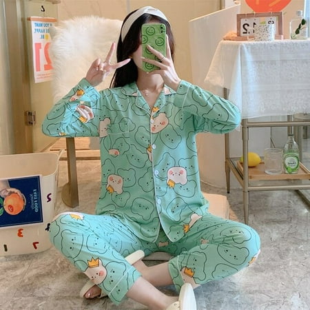 CoCopeaunt Autumn New Style Pajamas Womens Long-sleeved Trousers Two-piece Loose Casual Home Wear Womens Cotton Pajamas Sleep Tops
CoCopeaunt Autumn New Style Pajamas Womens Long-sleeved Trousers Two-piece Loose Casual Home Wear Womens Cotton Pajamas Sleep Tops