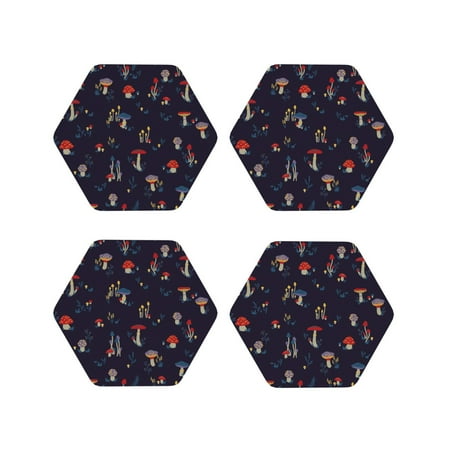Tebeau Mushrooms3 Print Set of 4 Leather Drink Coasters Round Cup Mat Pad for Home and Kitchen Use 4 -Hexagon
Tebeau Mushrooms3 Print Set of 4 Leather Drink Coasters Round Cup Mat Pad for Home and Kitchen Use 4 -Hexagon