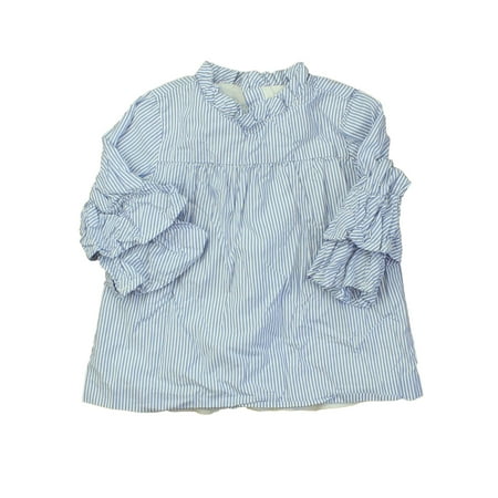 Pre-owned Janie and Jack Girls White | Blue | Stripes Blouse size: 4T