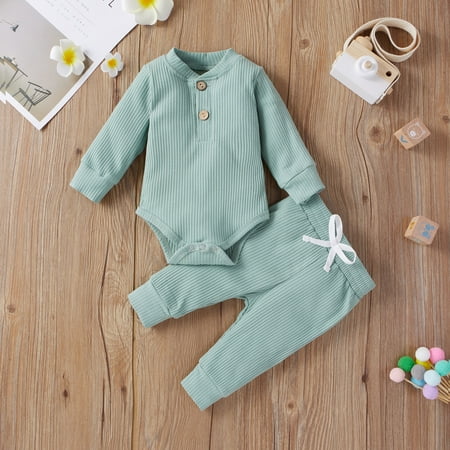 THE WILD Casual Pretty Infant Newborn Baby Girls Boys Ribbed Solid Bodysuits+Elastic Pants Outfits Set
THE WILD Casual Pretty Infant Newborn Baby Girls Boys Ribbed Solid Bodysuits+Elastic Pants Outfits Set