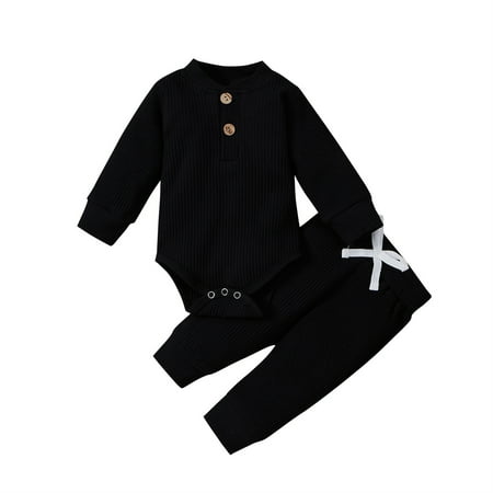 0-24 Months Newborn Baby Girls Clothes Ribbed Romper+Solid Color Pants Infant Outfit Set Black 18-24 Months
0-24 Months Newborn Baby Girls Clothes Ribbed Romper+Solid Color Pants Infant Outfit Set Black 18-24 Months