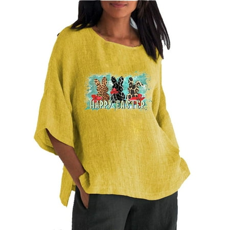 Tops for Women Casual Summer Women Leisure Fashion Printed Three Quarter Sleeve Round-Neck Tops Casual Short Sleeve Tops for Women Casual Summer Yellow XXL
Tops for Women Casual Summer Women Leisure Fashion Printed Three Quarter Sleeve Round-Neck Tops Casual Short Sleeve Tops for Women Casual Summer Yellow XXL
