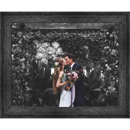 22x10 Black Barnwood Picture Frame - With Acrylic Front and Foam Board Backing