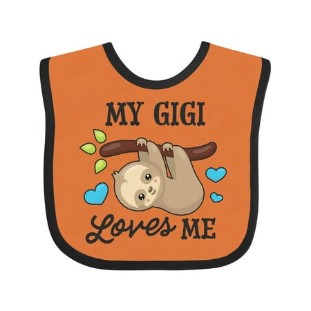 Inktastic My Gigi Loves Me with Sloth and Hearts Gift Baby Boy or Baby Girl Bib