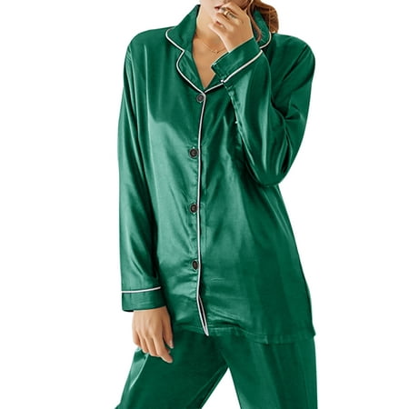 SANAG Women Silky Pajama Set Button Sleepwear Lapel Long Sleeve Loungewear Nightwear
SANAG Women Silky Pajama Set Button Sleepwear Lapel Long Sleeve Loungewear Nightwear