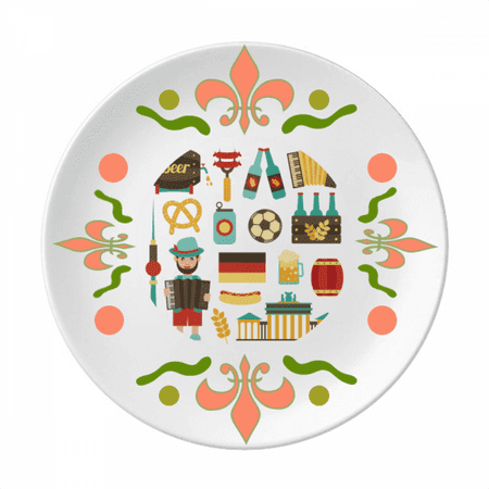 Soccer Beer Sausage Brazil Cultural Flower Ceramics Plate Tableware Dinner Dish