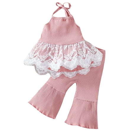 Calsunbaby Toddler Baby Girls Summer Outfits Lace Patchwork Halterneck Tank Tops Flared Pants Clothes Set Pink 6-12 Months
Calsunbaby Toddler Baby Girls Summer Outfits Lace Patchwork Halterneck Tank Tops Flared Pants Clothes Set Pink 6-12 Months