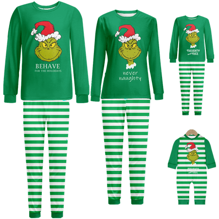 Matching Family Christmas Pajamas Santa Cartoon Green White Stripe Print Baby-Kids-Adult-Pet Size 2-Piece Top and Pants Bodysuits Unisex Pajamas Set
Matching Family Christmas Pajamas Santa Cartoon Green White Stripe Print Baby-Kids-Adult-Pet Size 2-Piece Top and Pants Bodysuits Unisex Pajamas Set