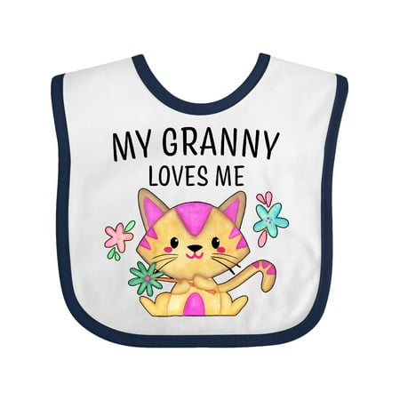 Inktastic My Granny Loves Me with Cute Kitten and Flowers Gift Baby Boy or Baby Girl Bib